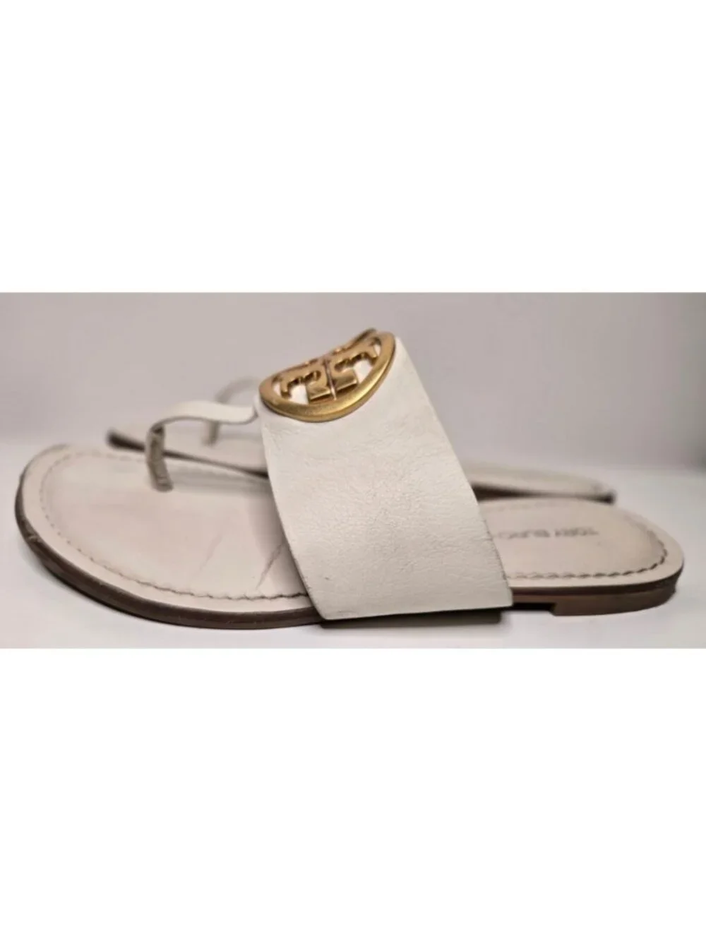 Tory Burch Leather Benton Band Logo Flip Flop Sandals Size 5.5 Classic Luxury